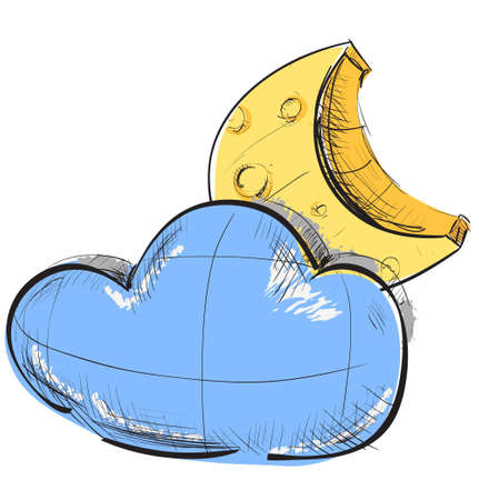 Cloud and moon weather iconのイラスト素材