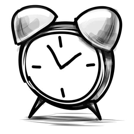 Alarm clock cartoon sketch vector illustrationのイラスト素材