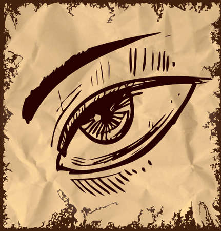 Sketch eye isolated on vintage backgroundのイラスト素材