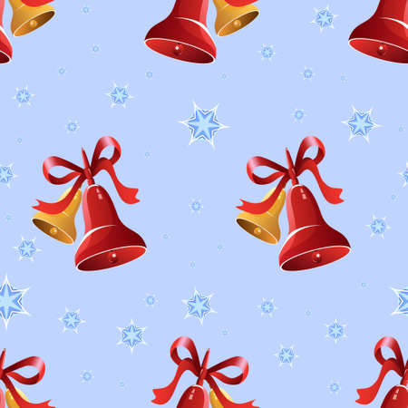 Christmas background with bells and snowflakesの写真素材