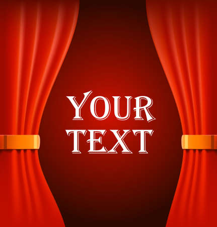 Red curtains with sample textのイラスト素材