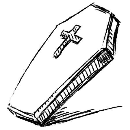 Coffin with cross isolated on whiteのイラスト素材