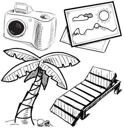 Vacation objects collectionのイラスト素材