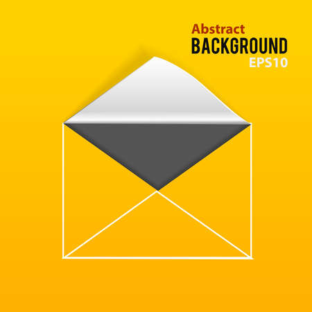 Abstract paper elements orange background with mail signのイラスト素材