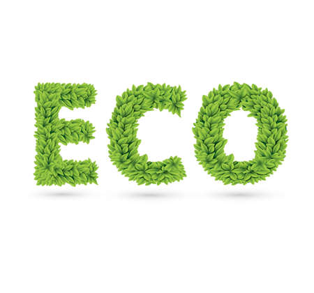 Eco text of green leavesのイラスト素材
