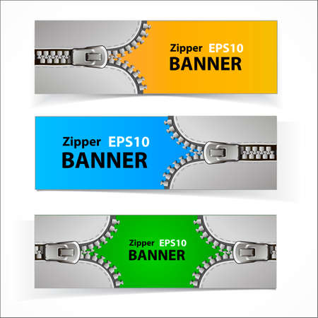 Colorful set of promotional sale banners with original zipper designのイラスト素材