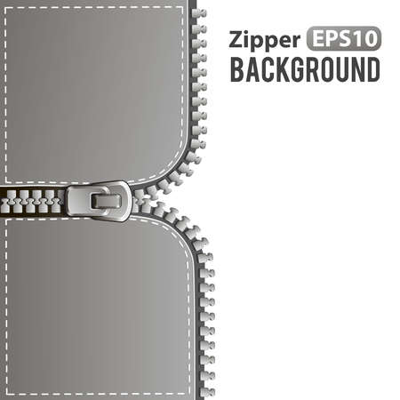 Silver steel metal zipper element. Vector backgroundのイラスト素材