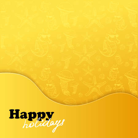 Vacation background with sea animals pattern. Vector concept cardのイラスト素材