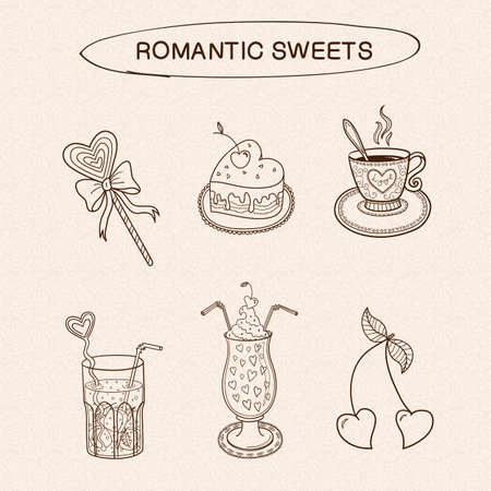 Romantic design elements. Hand drawn vintage style. Eps 10 vector illustration.のイラスト素材