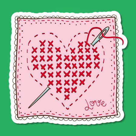 Handkerchief with heart embroidery のイラスト素材