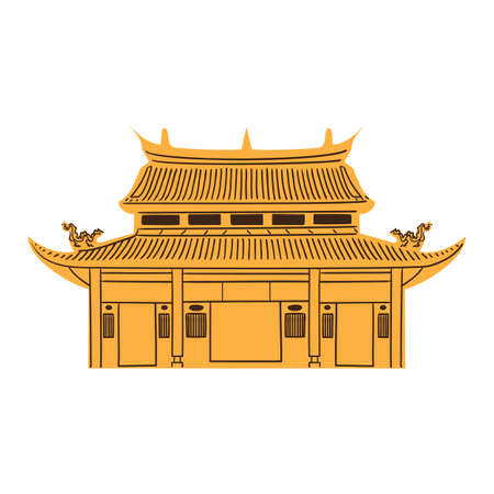 Chinese Temple isolated on white のイラスト素材