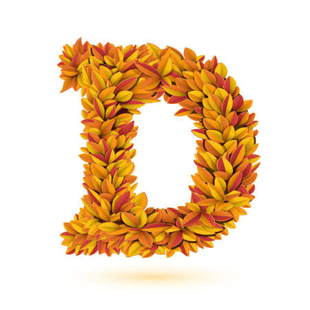 Autumn fall bright orange leaves letterのイラスト素材