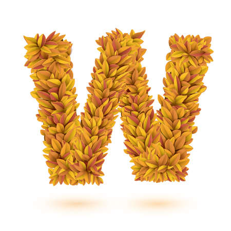 Autumn fall bright orange leaves letterのイラスト素材