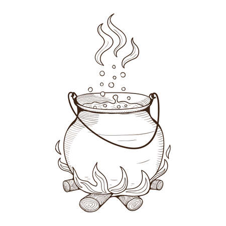Witch kettle with potion. のイラスト素材
