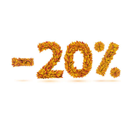 Sale number of autumn fall bright orange leavesのイラスト素材