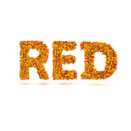Red word of autumn fall bright orange leavesのイラスト素材