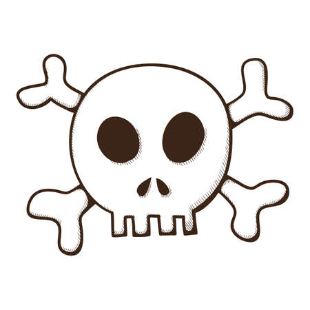 Skull and bones. Jolly Roger symbol. のイラスト素材