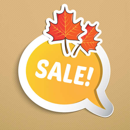 Autumn sticker with leaves.のイラスト素材