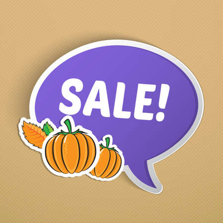 Autumn sticker with pumpkins.のイラスト素材