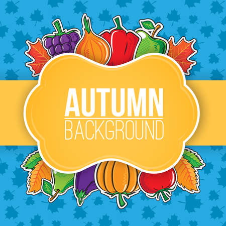 Autumn background with vegetables and fruits.のイラスト素材