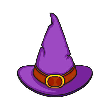 Halloween cartoon witch hat isolated on white.のイラスト素材