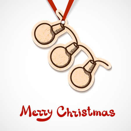 Garland of lights or balls. Paper label on ribbon.のイラスト素材