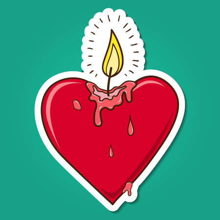 Heart shaped burning candle.のイラスト素材