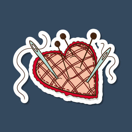 Pin cushion in a heart shape.のイラスト素材