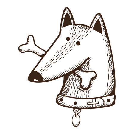 Dog with bone.のイラスト素材