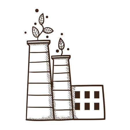 Factory with leaves from the pipes.のイラスト素材