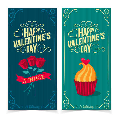 Saint Valentines Day banners.のイラスト素材