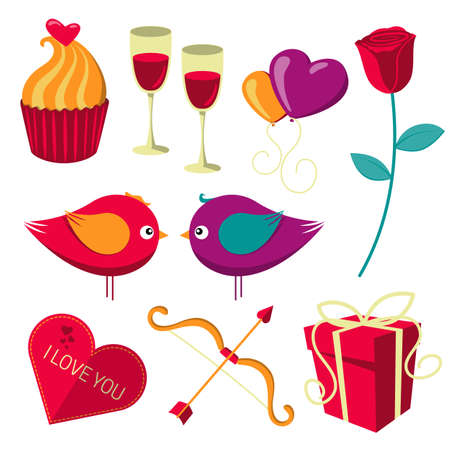 Saint Valentines Day objects set.のイラスト素材