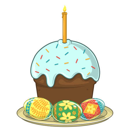 Easter traditional cake and eggs.のイラスト素材