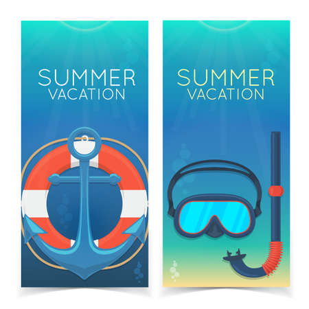 Swimming and diving banners.のイラスト素材