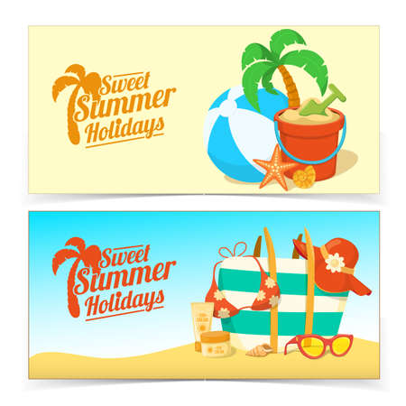 Sea shore and beach accessories.のイラスト素材