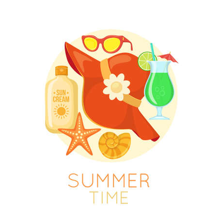 Lady beach accessories.のイラスト素材