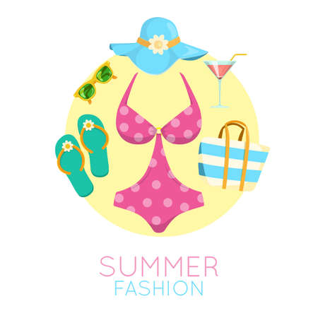 Lady beach accessories.のイラスト素材