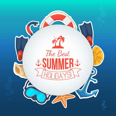 Sea shore and beach accessories.のイラスト素材