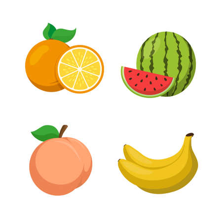 Orange. Peach. Banana. Watermelon.のイラスト素材