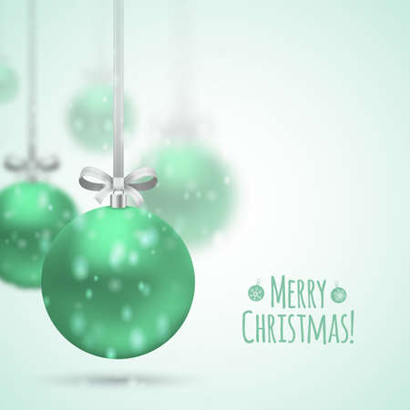 Holiday decorative balls and text. Greeting card vector template.のイラスト素材