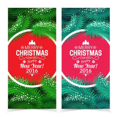 Round shape and fir tree decorations. Vector template.のイラスト素材