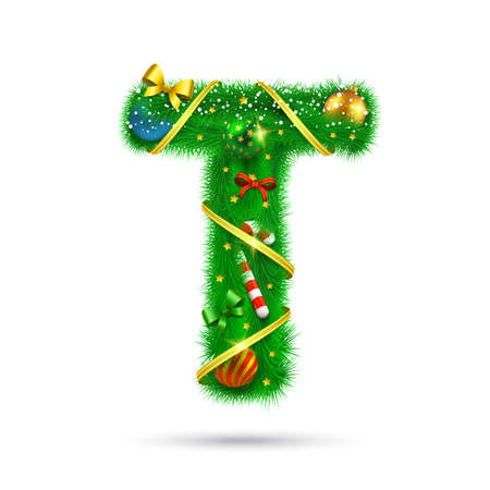 Christmas and New Year holiday alphabet symbol. Vector element.のイラスト素材