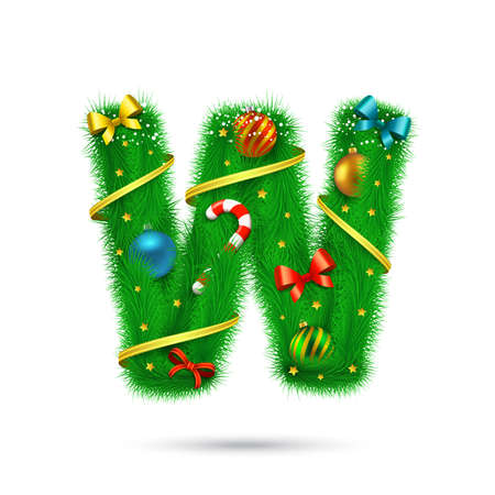 Christmas and New Year holiday alphabet symbol. Vector element.のイラスト素材