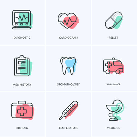 Medicine and Healthcare vector symbols isolated on white. のイラスト素材
