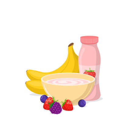 Milk, yogurt and cheese isolated on white.のイラスト素材