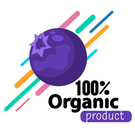 Organic product sale template. Vector fruit and text.のイラスト素材