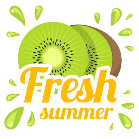 Fresh summer product sale template. Vector fruit and text.のイラスト素材