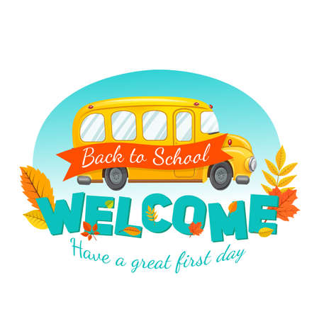 Welcome back to school. Autumn vector background.のイラスト素材