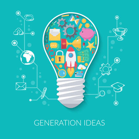 Idea generation process. Modern flat design template.のイラスト素材