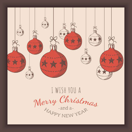 Christmas and New year card template. Vector vintage background.のイラスト素材